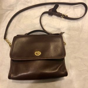 Vintage Coach court leather crossbody bag brown